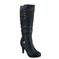 thumbnail image 1 of Bottes Mode Décontractées pour Femmes à Talons, Hauteur Genou, Plateforme, Fermeture Éclair Latérale, Boucle, Robe ( Noir, 7), 1 of 5