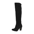 thumbnail image 1 of Bottes XZNGL pour Femmes à Enfiler à Talons Hauts Couleur Unie Hiver Chaudes Hauteur Genou Bout Rond Bottes en Suède, 1 of 9