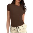 thumbnail image 2 of BVOFAR Hauts Côtelés d'Été pour Femmes 2025 Col Rond Manches Courtes T-Shirts Décontractés Confortables Coupe Ajustée, 2 of 5