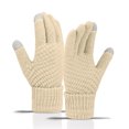 thumbnail image 1 of Women Winter Wool Warm Gloves Solid Color Fleece Knitted Cold Proof Gloves, 1 of 3