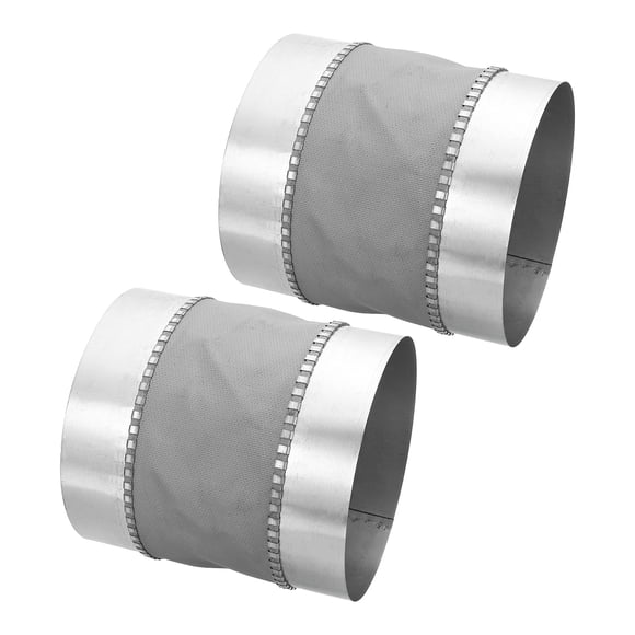 Uxcell Connecteur de Conduit Flexible (7 Pouces, Argent)(2 Pcs) - Acier Galvanisé, Raccord Mâle Rond Anti-Vibration pour Raccord de Conduit Rallonge de Tuyau pour Boyau d'Évent de Sécheuse / Systèmes CVC