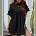 thumbnail image 4 of Jusqu'à 65 % de Rabais! Robes d'Été à la Mode pour Femmes 2024 Grande Taille Décontractées Unies à Manches Courtes Bouffantes à Col Rond Robe Longue pour Dames, 4 of 9