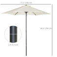 thumbnail image 3 of Outsunny 6.6FT Patio Umbrella, Outdoor Parasol with 6 Ribs, Cream White, 3 of 10