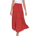 thumbnail image 2 of Fashion Women Solid Casual Ruched Ruffles Elastic Waist Skirt, Beach Style Solid Color Drawstring Waist Half Skirt, Comfortable and Stylish Ruffled Design, Lightweight Summer Wear, 2 of 6