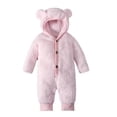 thumbnail image 1 of YOPTOP Clearance Items All !Teddy Bear Onesie Baby  Snowsuit Plush Cute Winter Coat Warm Hooded Footie Fleece Jumpsuit Rompers For  Girls Boys,pink,6-12months, 1 of 9