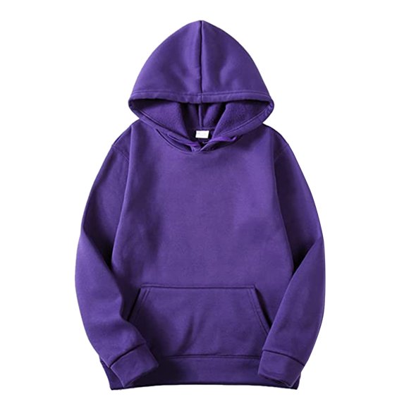 Ediodpoh Mens Hoodies Men and Women Blouse Shirt Autumn and Winter Leisure Hooded Sweater Solid Color Sweater Soft Top Blouse Mens Sweatshirt Purple S