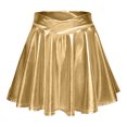 thumbnail image 1 of Jupe-short Mini pour Femmes Métallique Scintillante Brillante Évasée Plissée Ligne A Taille Haute Tenue Tendance, 1 of 5