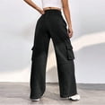 thumbnail image 4 of Yuyuzo Pantalon Cargo en Molleton pour Femmes, Taille Haute, Décontracté, Bas Resserré, Joggers Amples avec Poches, 4 of 7