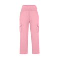 thumbnail image 4 of GreatBaby Girls Solid Color Cargo Jogger Pants Multi-Pocket Trousers with Drawstring Kids Casual Fall Spring Everyday Bottoms, 4 of 6