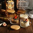 thumbnail image 2 of 4pcs Set Vintage Coffee Mugs gifts for women, Overnight Oats Containers with Bamboo Lids and Spoons - 14oz Clear Embossed Glass Cups, Cute Coffee Bar Accessories, Iced Coffee Glasses Clear 4 Pack, 2 of 5