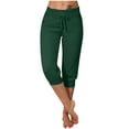 thumbnail image 2 of Liquidation d'Économies d'Été! RQYYD Pantalons Capri pour Femmes Été Décontractés Capris Raccourcis Pantalon de Yoga Jogger à Cordon avec Poches Bas Resserré Pantalons de Survêtement Liquidation, 2 of 6