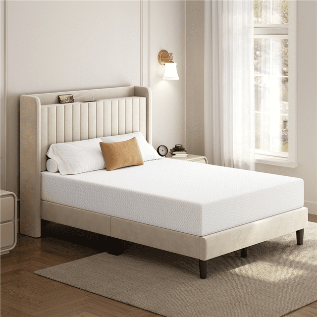 FullFurnique Gel-Infused Memory Foam Mattress, 10 Inch Full Size, White