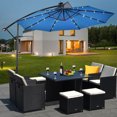 thumbnail image 1 of Gymax 10Ft Patio Solar LED Outdoor Offset Hanging Umbrella w/ 24 Lights Blue, 1 of 9