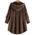 thumbnail image 3 of Qertyioot Women Plus Size Button Plush Tops Hooded Loose Cardigan Wool Coat Winter Jacket, 3 of 5
