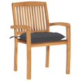 thumbnail image 2 of vidaXL Stacking Garden Chairs with Cushions 4 pcs Solid Teak Wood, 2 of 5