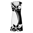 thumbnail image 4 of Penkiiy Robes de Printemps pour Femmes 2024 Décontractées Imprimées Amples Sans Manches Couleur Unie Col Rond Tempérament Élégantes Robes Dos Nu S Multicolore, 4 of 5