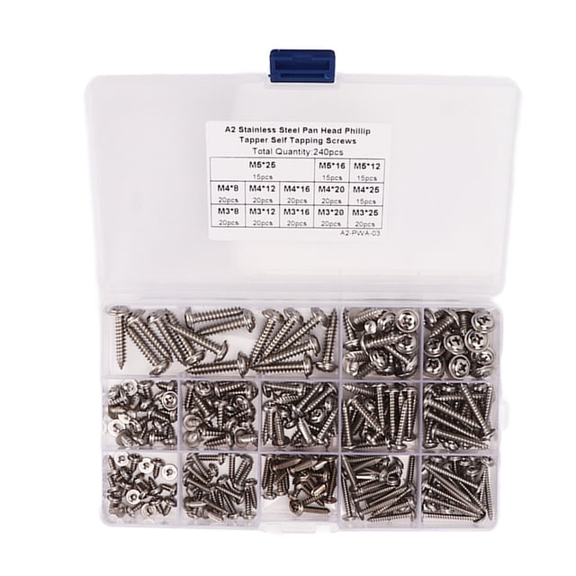 Cross Pan Head Self Tapping Screws, Prevent over Tightening Stainless Steel Oxidation Resistant Self Tapping Screw Assortment Kit for Metal