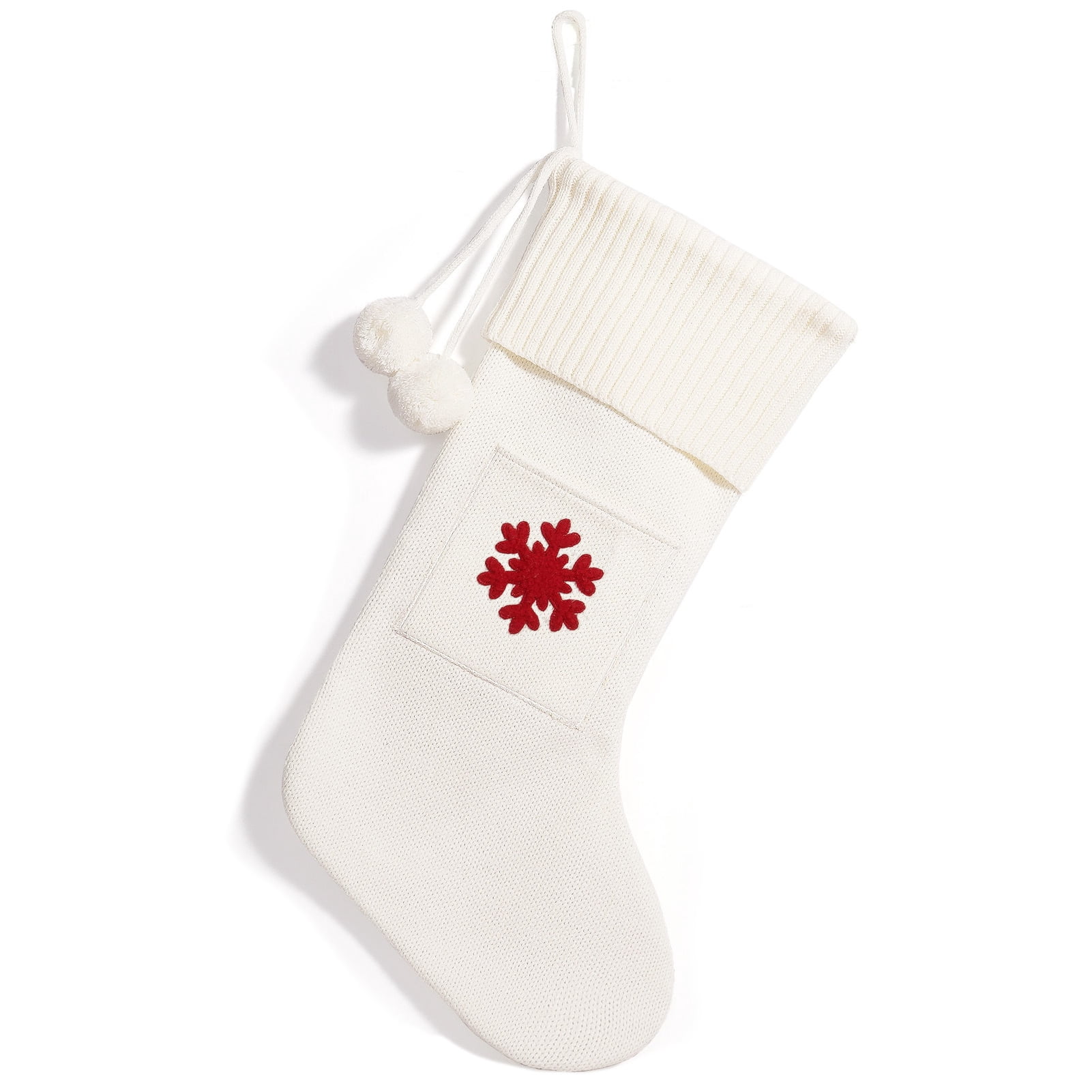 Christmas Knitted Stocking With Personalised Alphabet Letter Decorations Socks Knitting Christmas Initial White snowflake