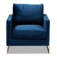 thumbnail image 2 of Baxton Studio Matteo Tissu de Velours avec Chaise d'Appoint Finition Or en Bleu Royal, 2 of 9