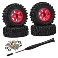 thumbnail image 4 of Xuanheng 4 Pieces 1/30 RC Car Wheels and Tires High Performance Accessories for SCX30 Red, 4 of 8
