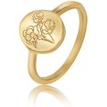 thumbnail image 1 of Handmade Flower Signet Ring18K Gold Ring Delicate Personalized Jewelry Gift for Women/Girls（Gold，7#）, 1 of 4