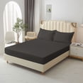 thumbnail image 4 of Non-Slip Fitted Sheet Set with Pillowcases - Deep Pocket Mattress Cover for Double Bed, All-Inclusive Elastic Bedding, Soft T-Shirt Feel, 4 of 7