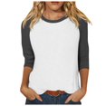 thumbnail image 1 of TSADFHJI T-Shirts pour Femmes Tendance 2024 Épaules Dénudées Manches 3/4 Haut d'Été Décontracté Polyvalent Chemise Raglan Col Rond Chemise Décontractée Haut m Gris Foncé, 1 of 5