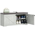 thumbnail image 1 of HOMCOM Shoe Bench with Storage, Padded Shoe Organizer, 8 Pairs, Light Grey, 1 of 10