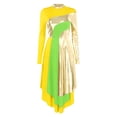 thumbnail image 1 of RUNQHUI Women's Metallic Gold Color Block Liturgical Praise Dance Dresses Church Robe Worship Skirt Yellow XL, 1 of 7