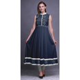 thumbnail image 2 of Bimba Robe Anarkali Noire à Imprimé Damassé pour Femme, Col Mandarin, Style Designer, Kurta Ethnique Indienne, Très Grande, 2 of 6