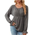 thumbnail image 1 of HKEJIAOI Polyester Femmes Long Sleeve Tops Solide Cou d'Équipage Sortir Tops pour Women, 1 of 1