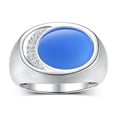 thumbnail image 1 of RYLOS Men's Designer Ring: 14K White Gold with Blue Quartz and Diamonds - Gold Rings for Men  Size 8, 1 of 6