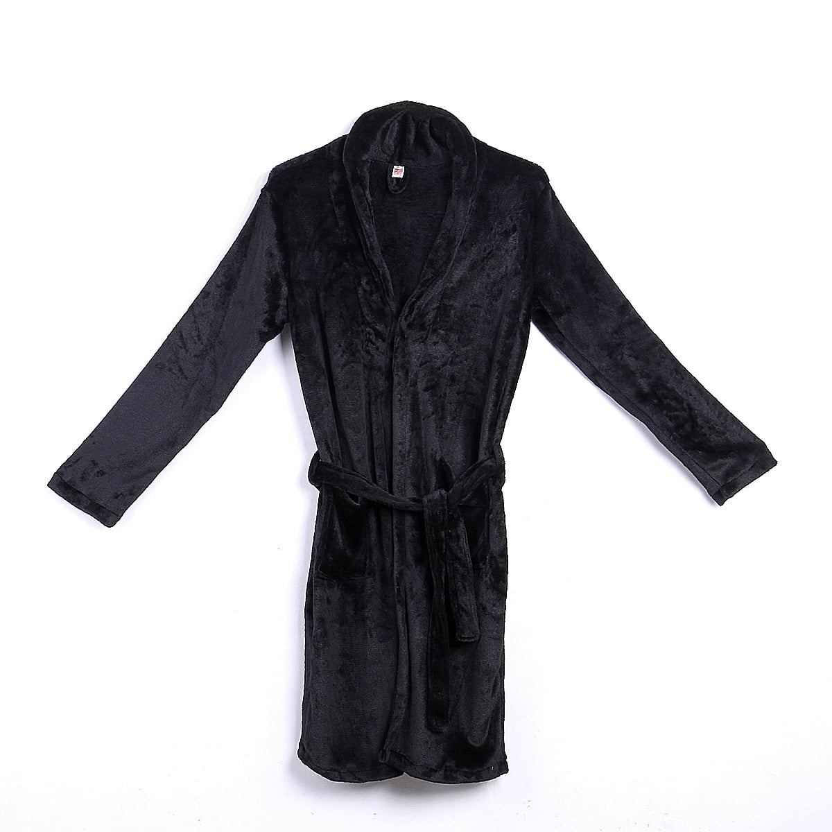 Faithtur Men Shawl Bathrobe Robe Coat Long Gown Padded Plus Velvet Nightwear