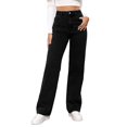 thumbnail image 1 of 2025 Women Solid Loose Size Denim Button Pant Pocket Washed 18 Tall Womens Polished Waist Ripped Jeans Control Too Pants, 1 of 6