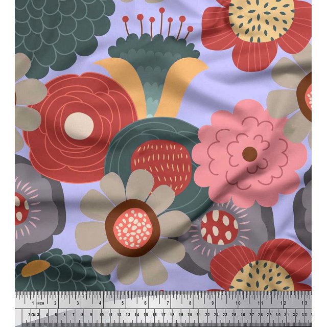 Soimoi Velvet Fabric Flower Artistic Fabric Prints By Yard 58 Inch Wide