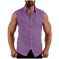 thumbnail image 1 of Diufon Mens Sleeveless Button Down Shirts Cotton Linen Summer Beach Vacation Basic Tank Shirts with Pockets, 1 of 7