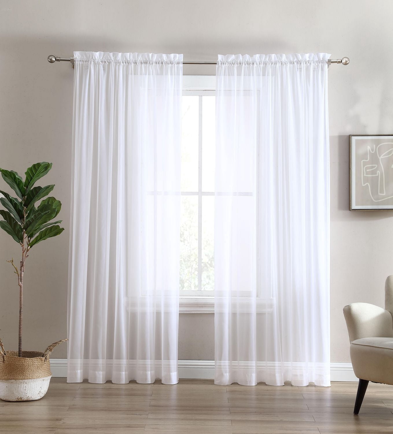Swift Home Sheer Window Panel Curtain- 2 Pack
