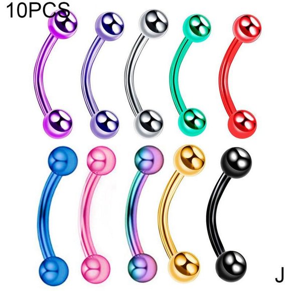 10pcs Curved Eyebrow Septum Piercing Opal Tragus Bar Body Steel Piercing Jewelry Helix jewellery,clitoriss 8mm faux stud,magnet piercing,barbell piercing,magnetic piercing,magnetic steel rook V9Z8