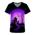 thumbnail image 4 of RKSTN Women Tops Short Sleeve V-neck Tops Working Uniform Halloween Printed with Pockets Blouse Scrub Tops, 4 of 4