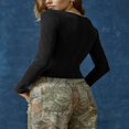 thumbnail image 3 of Women‘s Spring Solid Color Long Sleeve Square Neck Slim T-shirt, 3 of 5