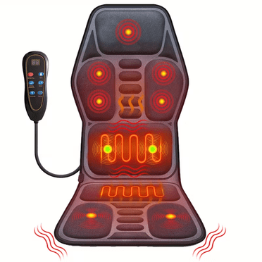 Ikristin Coussin de Siège de Massage Dorsal pour Canapé, Chaise, Tapis de Massage avec Chaleur, 9 Moteurs de Massage par Vibration, 3 Niveaux de Chaleur, Coussin de Chaise de Massage Dorsal pour le Dos, Masseur pour Voiture, Cadeau pour Femmes/hommes