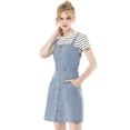 thumbnail image 2 of INSPIRE CHIC Robe Salopette en Denim Classique pour Femmes à Bretelles Ajustables, Coupe Trapèze, 2 of 6