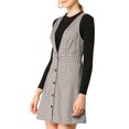 thumbnail image 2 of INSPIRE CHIC Women's Overall Suspender Check Houndstooth Pinafore Dress, 2 of 6