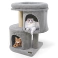 thumbnail image 1 of Costway 26" Small Cat Tree with Large Padded Plush Perch, 2 Condos, Sisal Scratching Posts Light Gray, 1 of 10