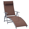thumbnail image 1 of Outsunny Chaise Longue Inclinable Pliante Robuste pour l'Extérieur, Chaise Longue de Patio, Jardin, Plage, à Gravité avec Oreiller, 7 Positions de Dossier Réglables, Brun, 1 of 9