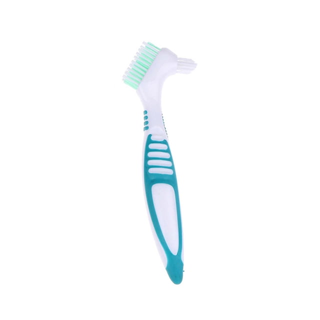 RYRDWP 1Pc Denture Teeth Brush Easy Grip Handle Double Sided Toothbrushes