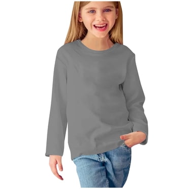 Huvoen Bébé Garçon Fille T-Shirt à Manches Longues Blouse à Manches Longues Blouses et Chemises à Col Rond Filles Chemises à Manches Longues à Imprimés Jolis Chandails Ras du Cou Hauts Blouses Habillées Décontractées Vêtements Gris 9 Ans