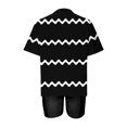 thumbnail image 4 of Mikilon Ensemble Élégant pour Femmes 2 Pcs Mode Décontractée Rayé Imprimé Col Rond Épaule Tombante Short Ensemble Deux Pièces Noir-B 2TG, 4 of 4