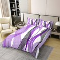thumbnail image 2 of Erosebridal Housse de Couette Chic Géométrique 100 % Coton Format Simple, Rayures Orchidée Housse de Couette 100 % Coton Simple, Décor Abstrait, Réversible 2 Pcs (Sans Couette), 2 of 8