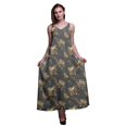 thumbnail image 1 of Bimba Robe Longue Maxi de Soirée pour Femmes en Rayonne à Imprimé d'Oiseaux, Dos Nu, Bretelles Spaghetti - XX-Grand, 1 of 5